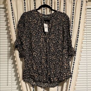 Wit & Wisdom Black and Cream Floral Blouse